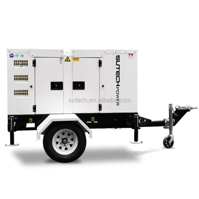 Gerador diesel industrial montado em reboque